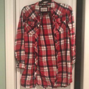 Red white and blue button up